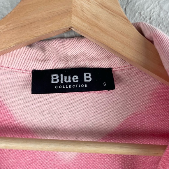 Denim Cropped Pink Jacket with Fringe Rhinestones and Sparkling Stars - Picture 5 of 8